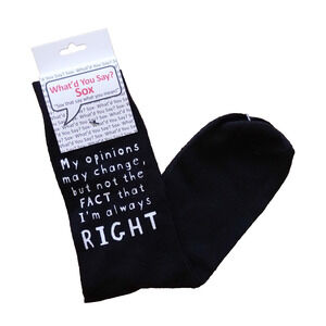 Foozys Funny Black Socks Always Right Sarcastic Quote Unisex One Size
